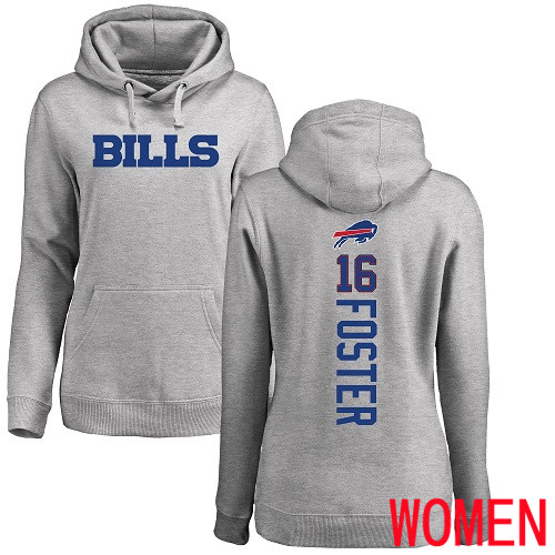 NFL Women Buffalo Bills #16 Robert Foster Ash Backer Pullover Hoodie Sweatshirt->buffalo bills->NFL Jersey